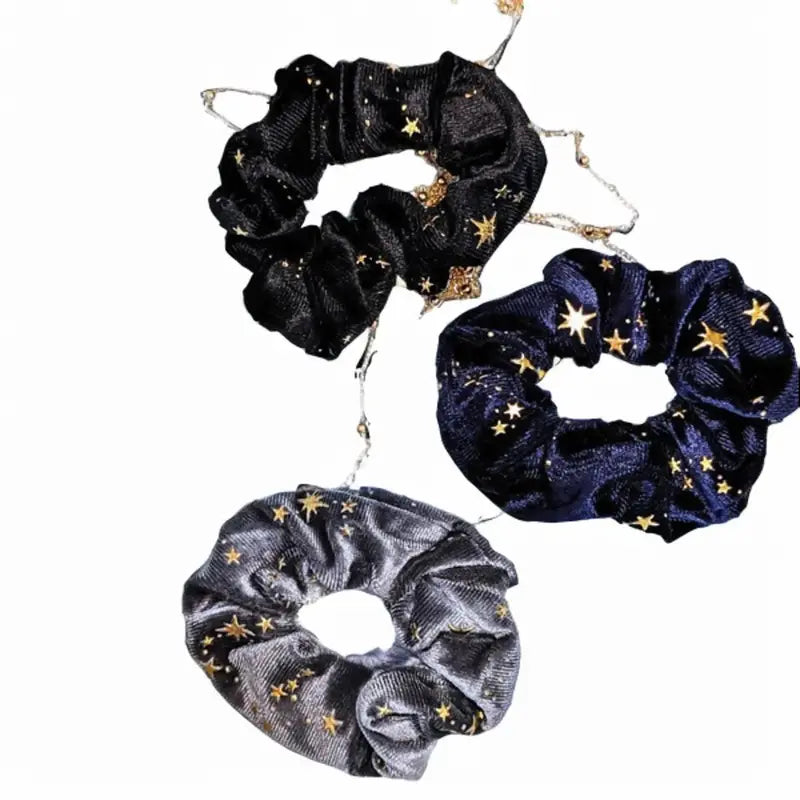 Velvet Hair Scrunchie with Sparkly Stars - Available in 3 Colors