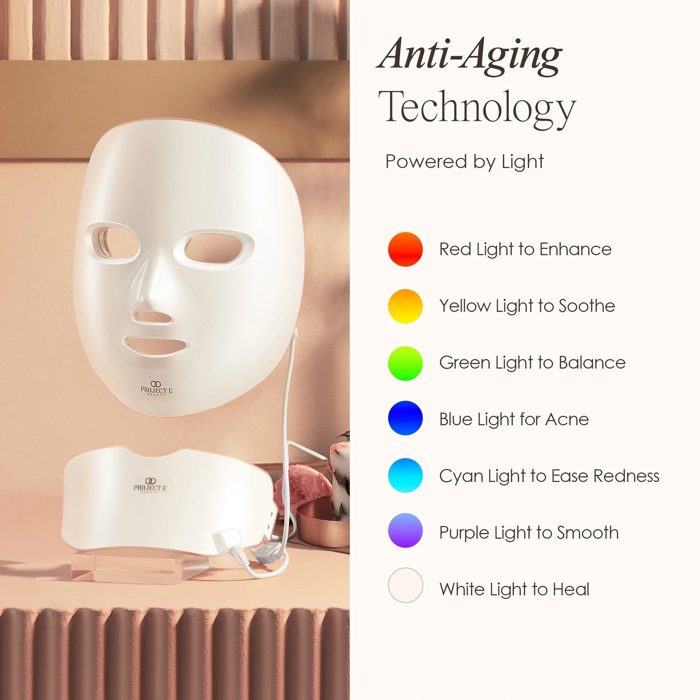 Wireless 7 Color LED Mask Neck Photon Light Skin Rejuvenation Therapy Facial Skin Care Mask