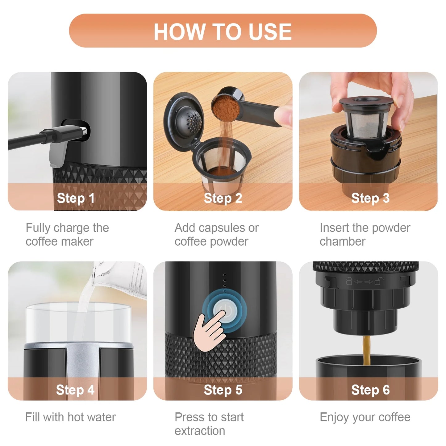 Portable Coffee Maker Single Serve Coffee Maker Mini Espresso Machine Reusable Coffee Filter