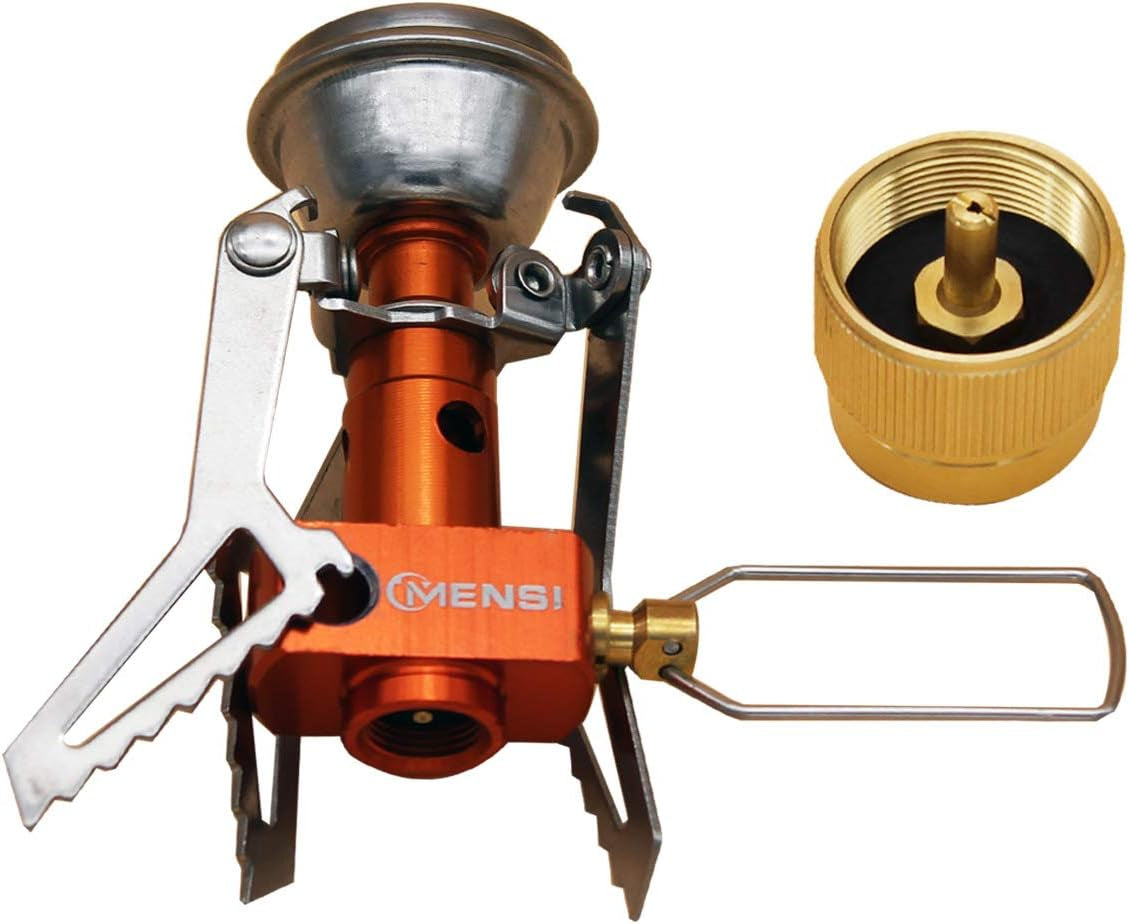 New Outdoor Backpack Gas Portable Camping Pocket Stove with 1LB Propane Bottle Tank Adapter (Orange)