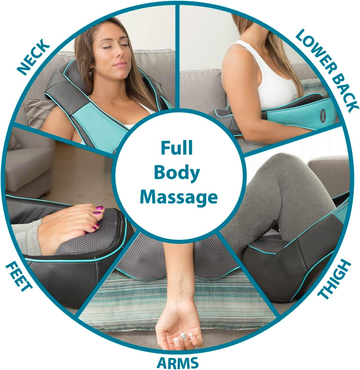 Shiatsu Neck and Back Massager with Heat - Deep Kneading Pillow for Massage - Electric Full Body Massager
