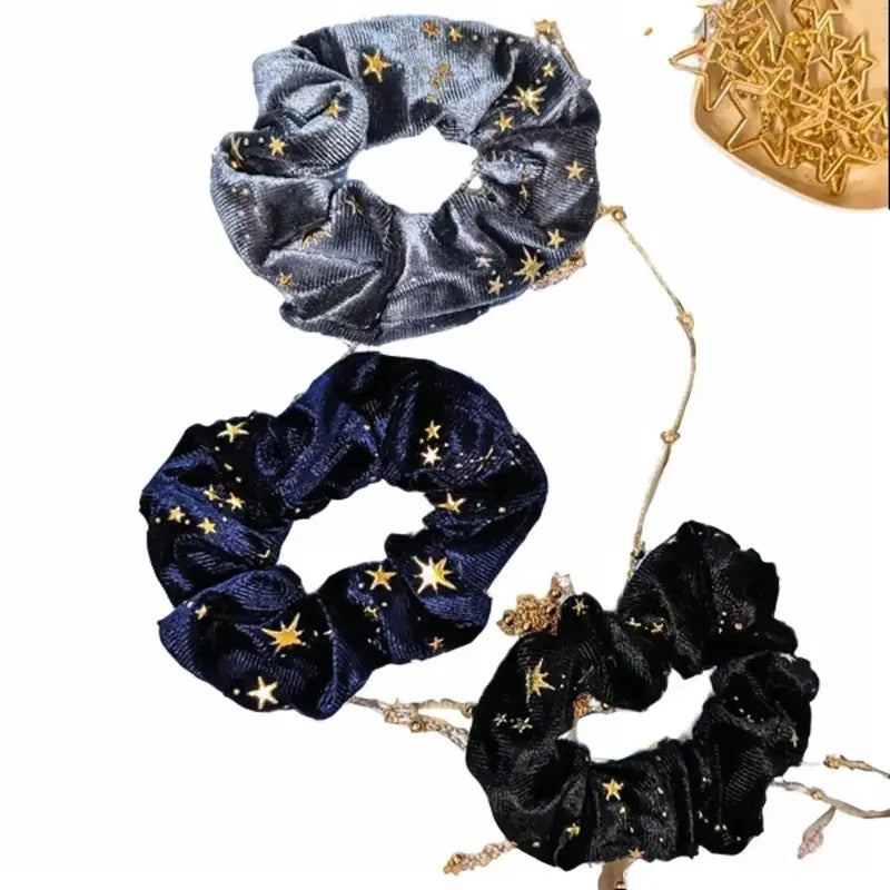 Velvet Hair Scrunchie with Sparkly Stars - Available in 3 Colors