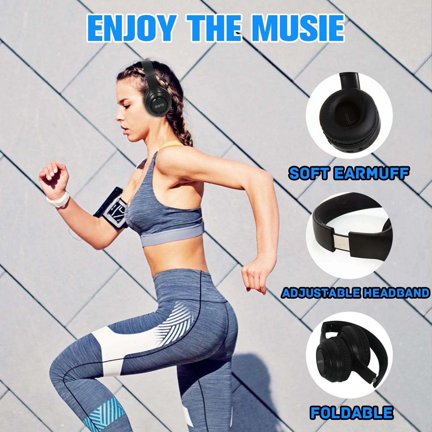 Noise Cancelling Headphones with Microphone Wireless Over-Ear Bluetooth Headphones, Hi-Res Audio, Deep Bass, Memory Foam Ear Cups, Quick Charge, for TV, Travel, Home Office