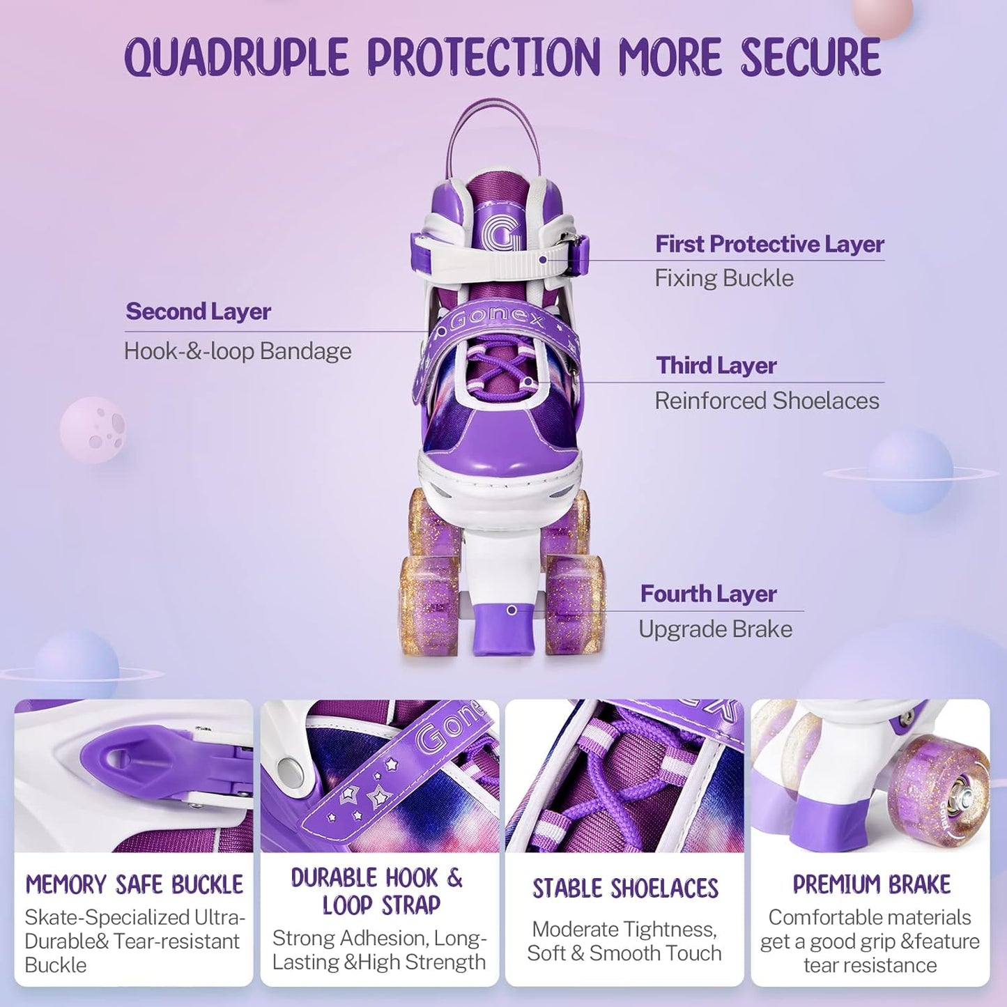 Roller Skates for Girls Kids Boys Women with Light up Wheels and Adjustable Sizes for Indoor Outdoor