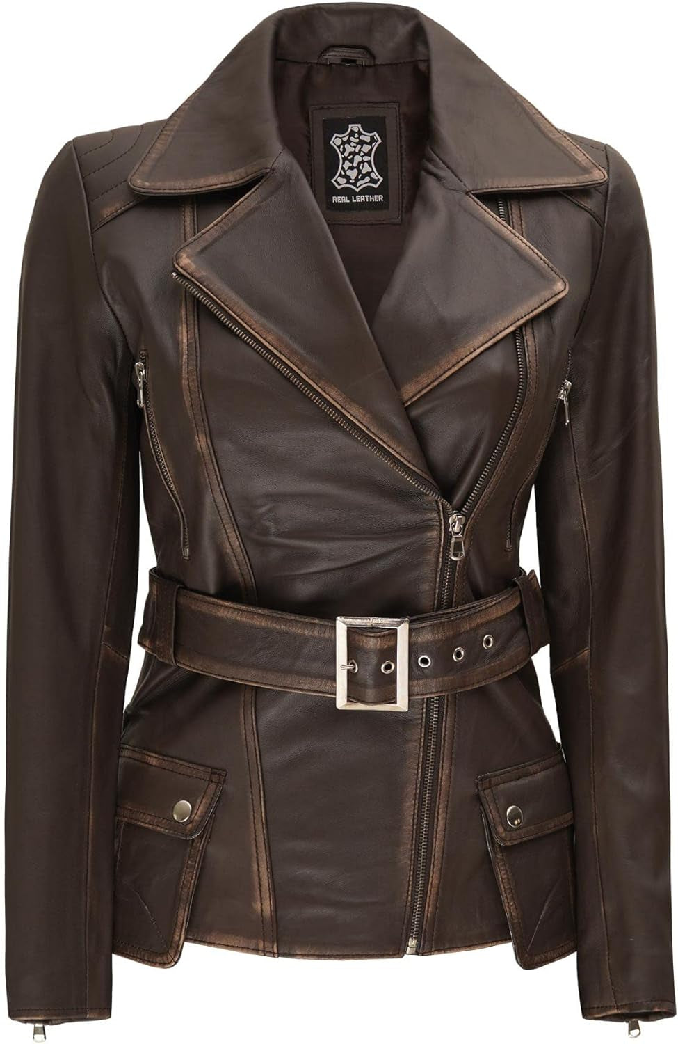 Leather Jacket Women - Real Lambskin Long Womens Leather Jacket