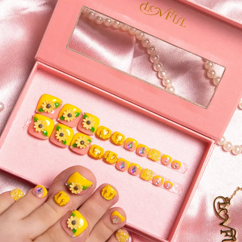 20PCS SIZE FREE Lovful Acrylictoes Handmade Press on Feet Nails Pedicure Acrylicnailtoes (RY)