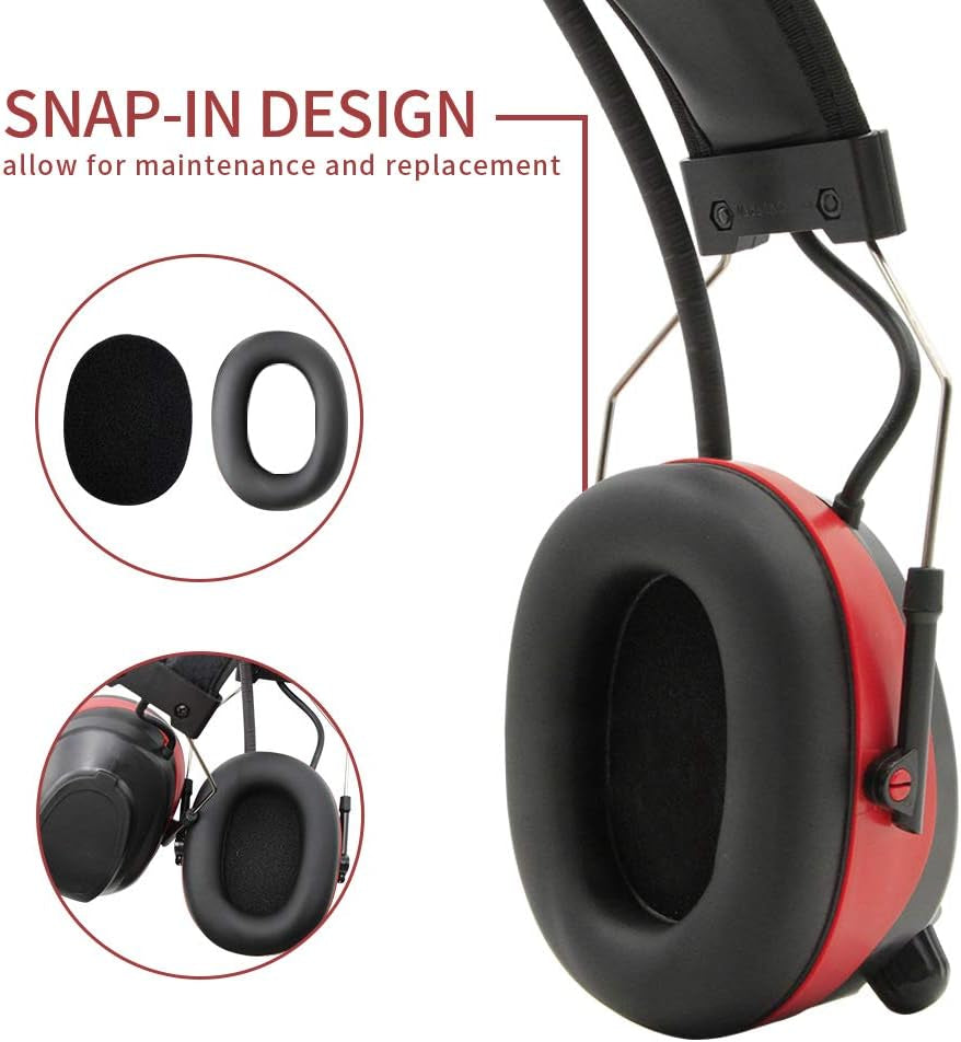 Bluetooth Radio Headphones,Am FM Noise Reduction Safety Earmuffs with Rechargeable 1200Mah Lithium Battery & Built-In Mic,Nrr 25Db Ear Protector for Working