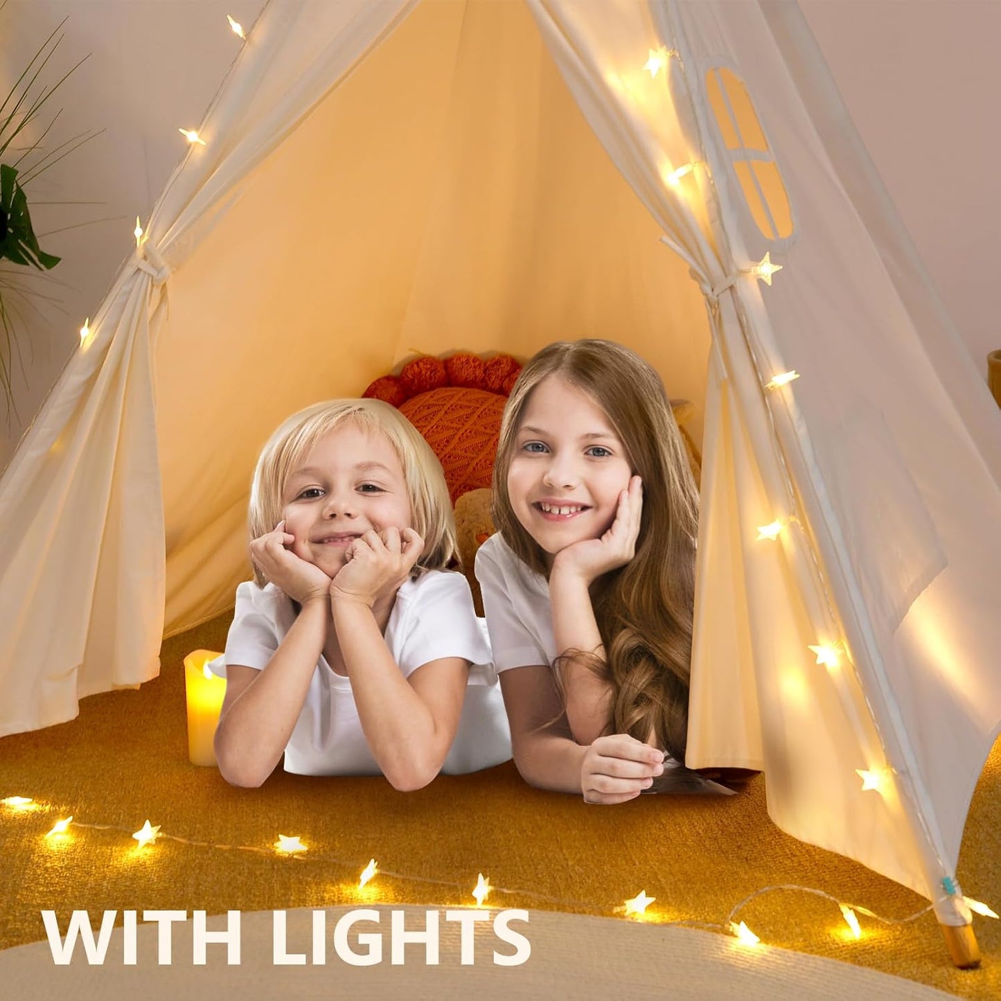 "✨ Adventure Awaits! 🌟 Let your little ones explore with our Natural Canvas Teepee Tent! Perfect for indoor & outdoor fun! 🏕️🎉 #KidsPlay #ToysForKids #TeeepeeTent"