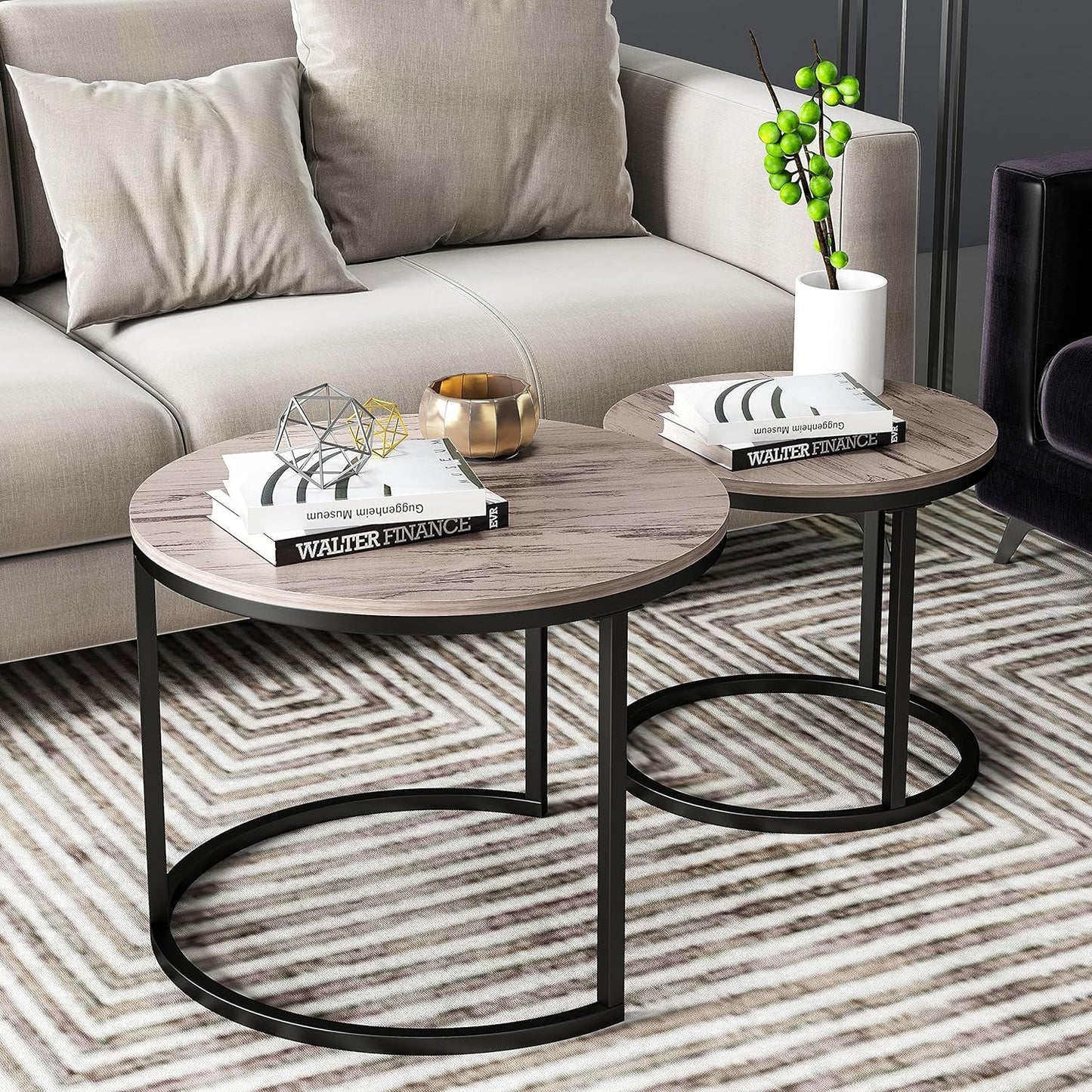 Chic Modern Nesting Coffee Table Set – Perfect for Your Living Room, Balcony, or Garden! 🪑✨ Sturdy Metal Frame & Easy Assembly! #HomeDecor #FurnitureGoals