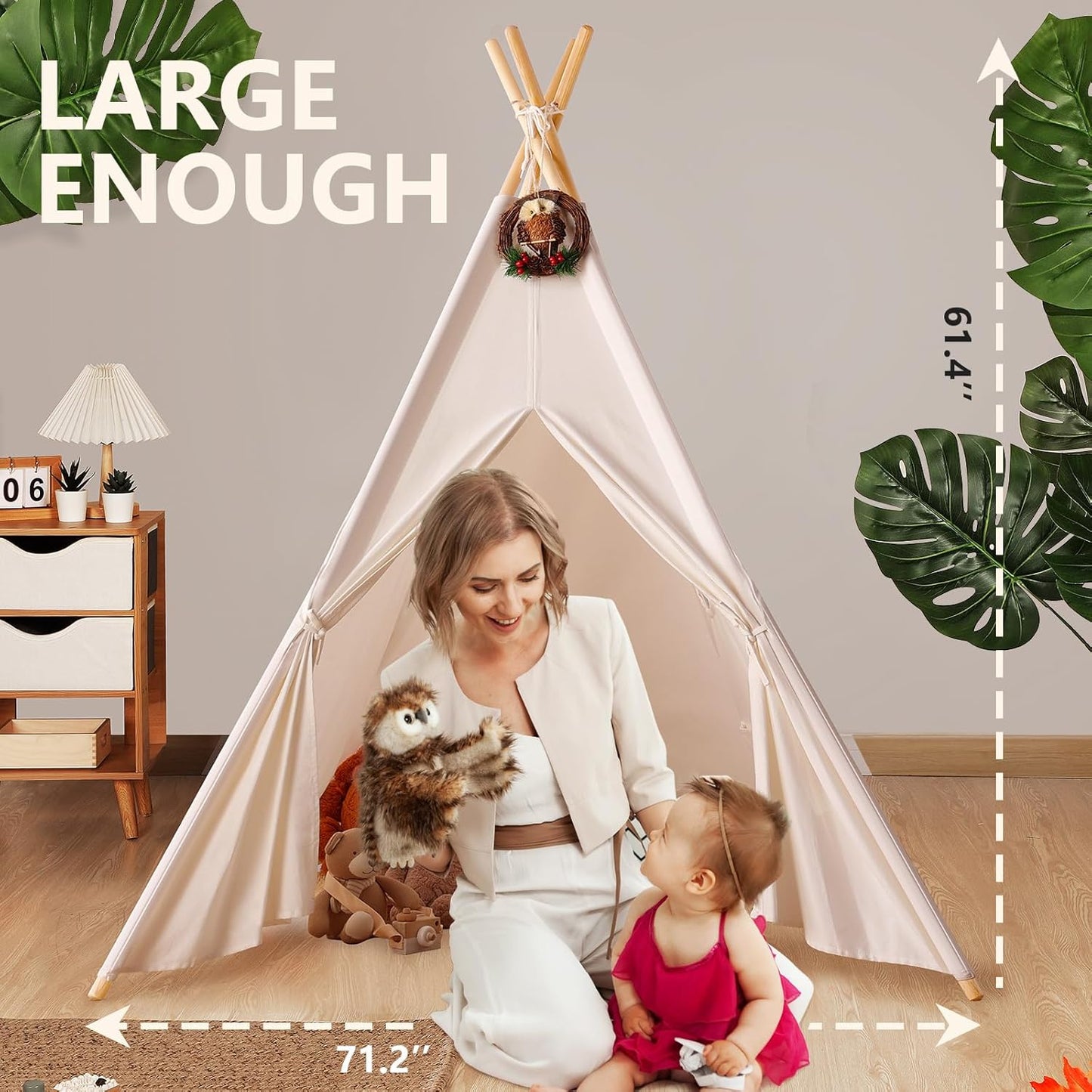 "✨ Adventure Awaits! 🌟 Let your little ones explore with our Natural Canvas Teepee Tent! Perfect for indoor & outdoor fun! 🏕️🎉 #KidsPlay #ToysForKids #TeeepeeTent"