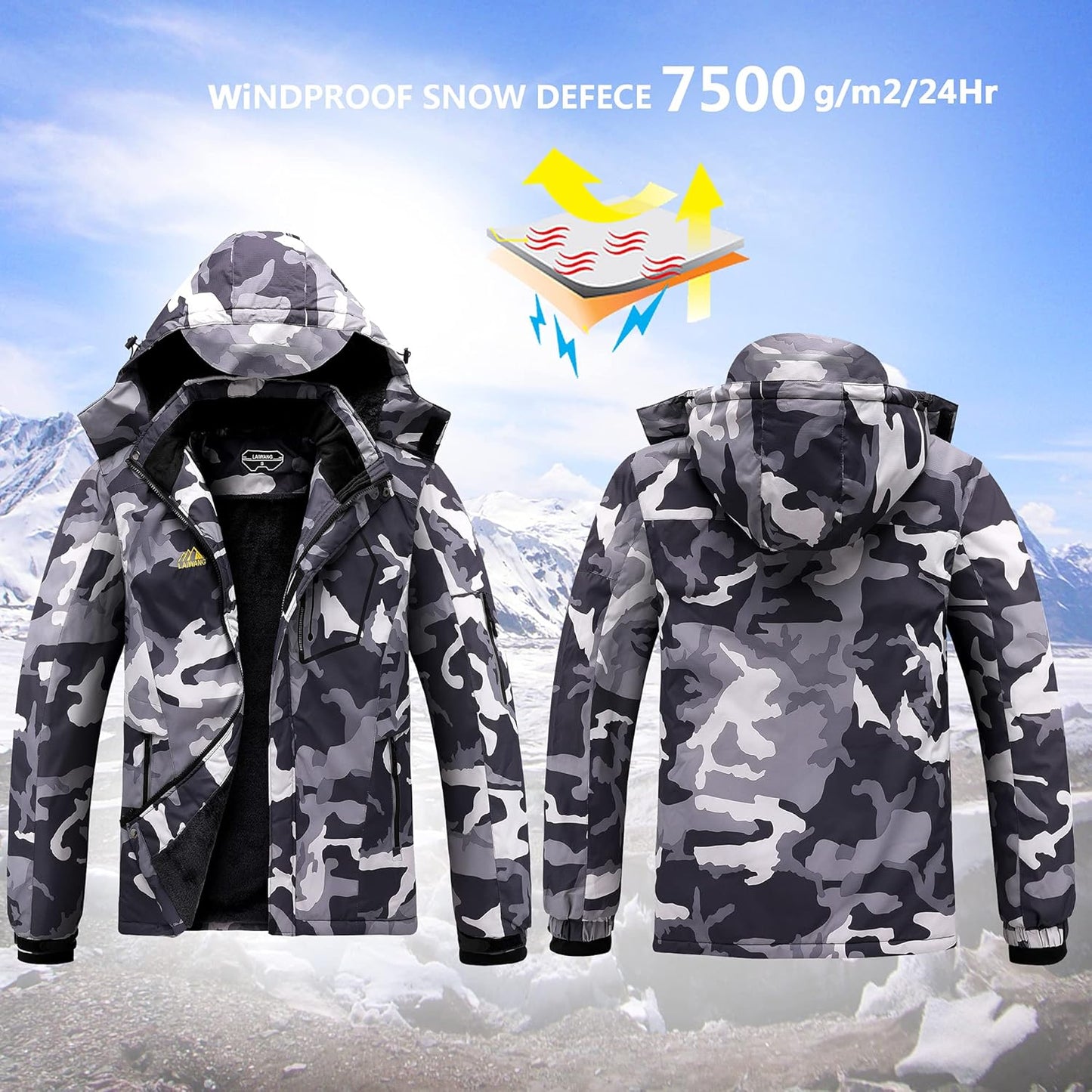 Mens Mountain Waterproof Ski Snow Jacket Windproof Raincoat Winter Warm Hooded Coat