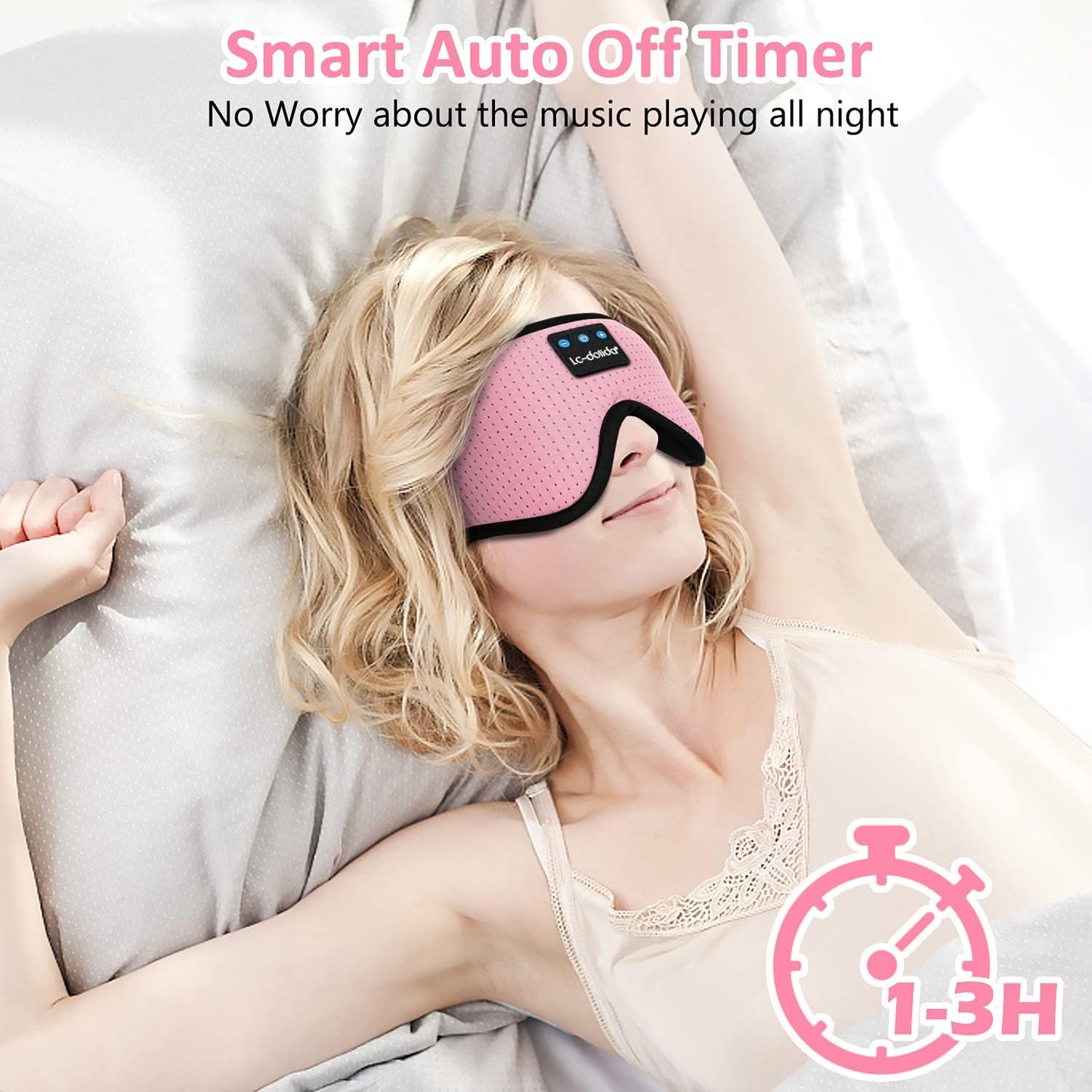 Sleep Mask with Bluetooth Headphones, 3D Sleep Headphones Bluetooth Sleep Mask Breathable Sleeping Headphones for Side Sleepers Best Gift and Travel Essential (Pink)