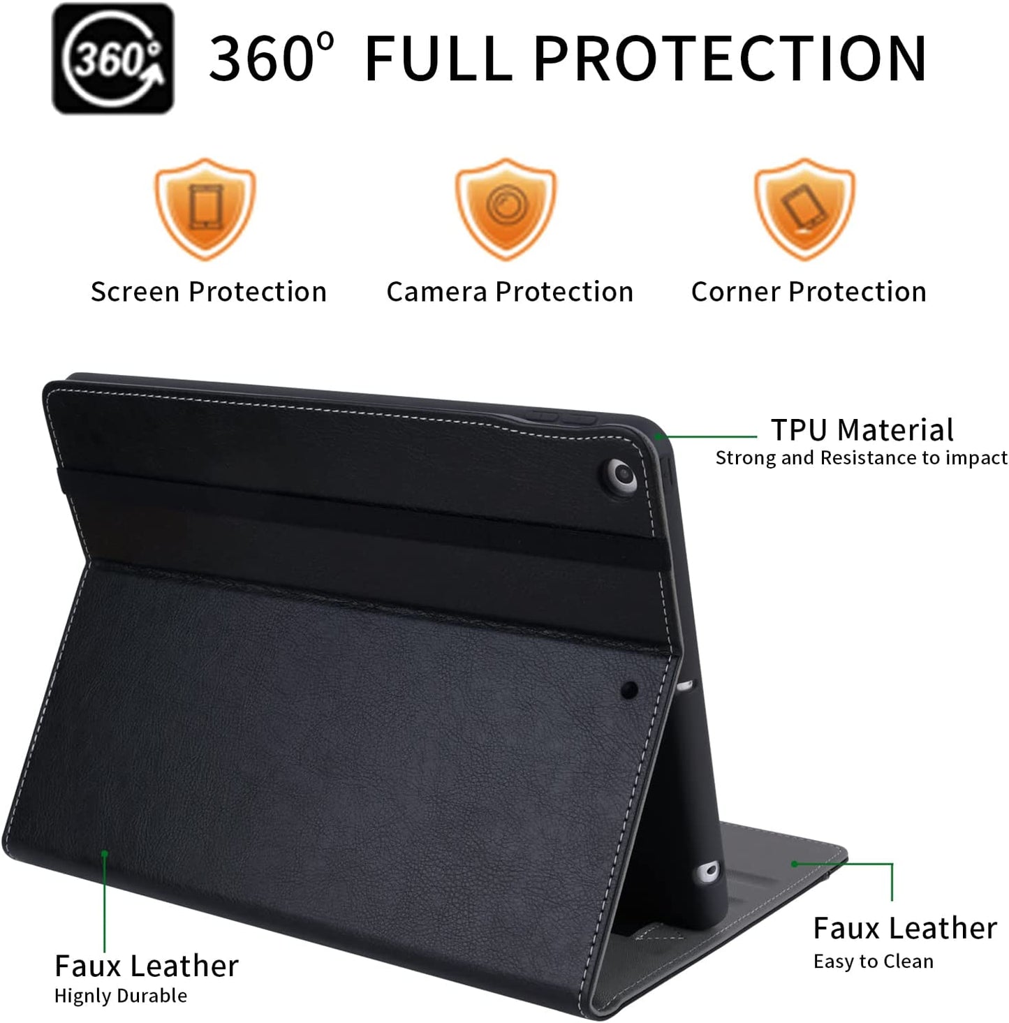 "Stylish & Functional: Leather Folio Case for iPad 9th/8th/7th Gen! π±β¨ Multiple Viewing Angles, Pencil Holder & Auto Sleep/Wake Feature! ποΈπ‘οΈ #iPadCase #TechStyle"