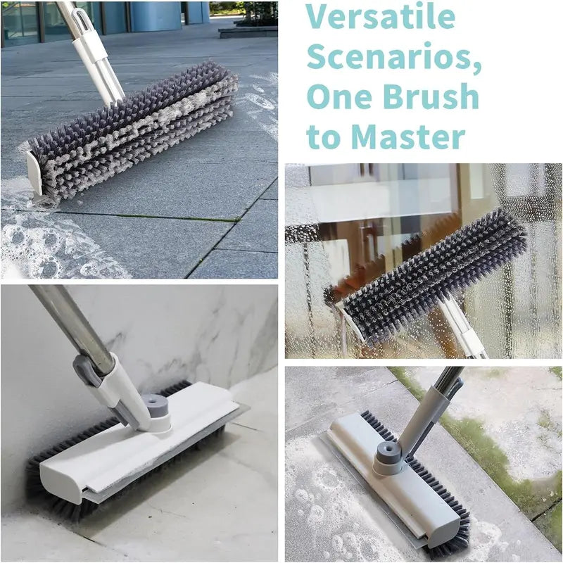 Floor Scrub Brush with Long Handle, Cleaning Brush,3 in 1 Scrape and Heavy-Duty Stiff Bristle Scrubber Brush for Cleaning Shower Bathroom, Patio, Garage, Kitchen, Wall and Deck,Mother'S Day Gift