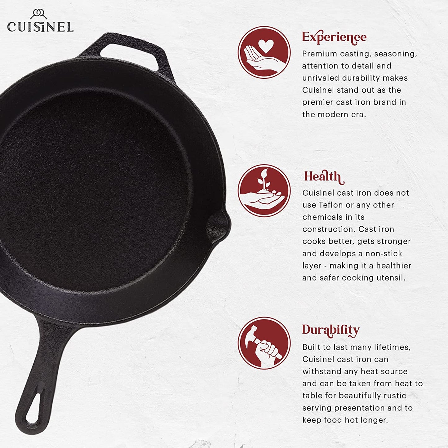 "Ultimate Cast Iron Skillets Set - Pre-Seasoned 12", 10", & 8" Frying Pans with Silicone Grip Covers - Versatile Cookware for Indoor/Outdoor Cooking, BBQ, Oven, and More!"