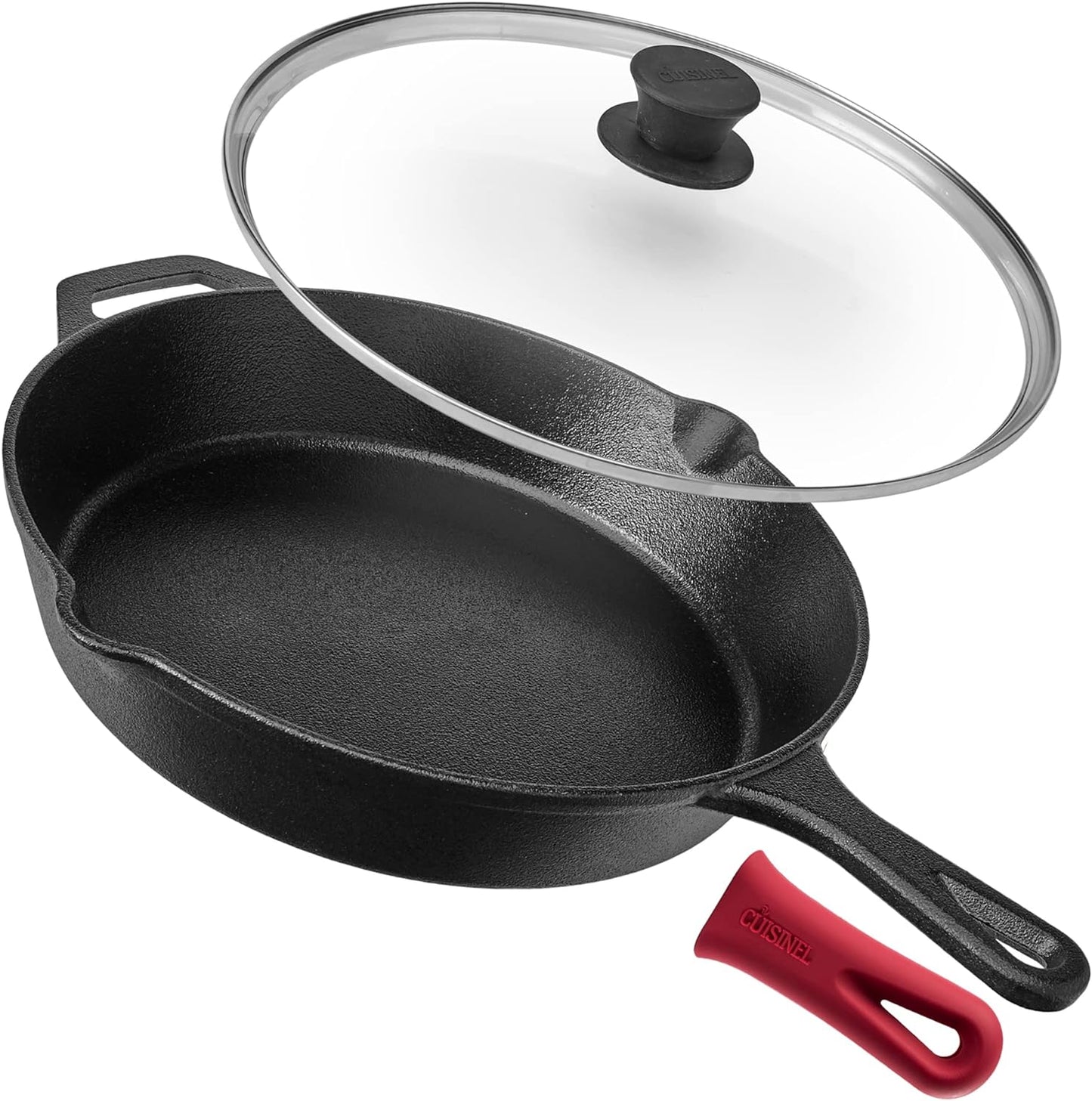 "Ultimate Cast Iron Skillets Set - Pre-Seasoned 12", 10", & 8" Frying Pans with Silicone Grip Covers - Versatile Cookware for Indoor/Outdoor Cooking, BBQ, Oven, and More!"