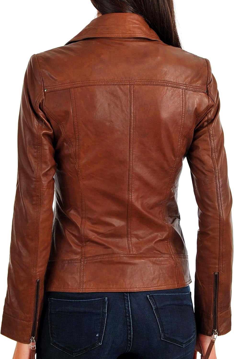 Womens Leather Jacket Bomber Motorcycle Biker Real Lambskin Leather Jacket for Womens