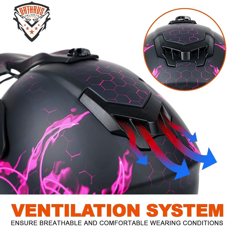 DOT Certified Adult & Youth Helmet for Dirt Bike ATV Motocross Offroad Motorcycle Bike(Bio-Pink,L)