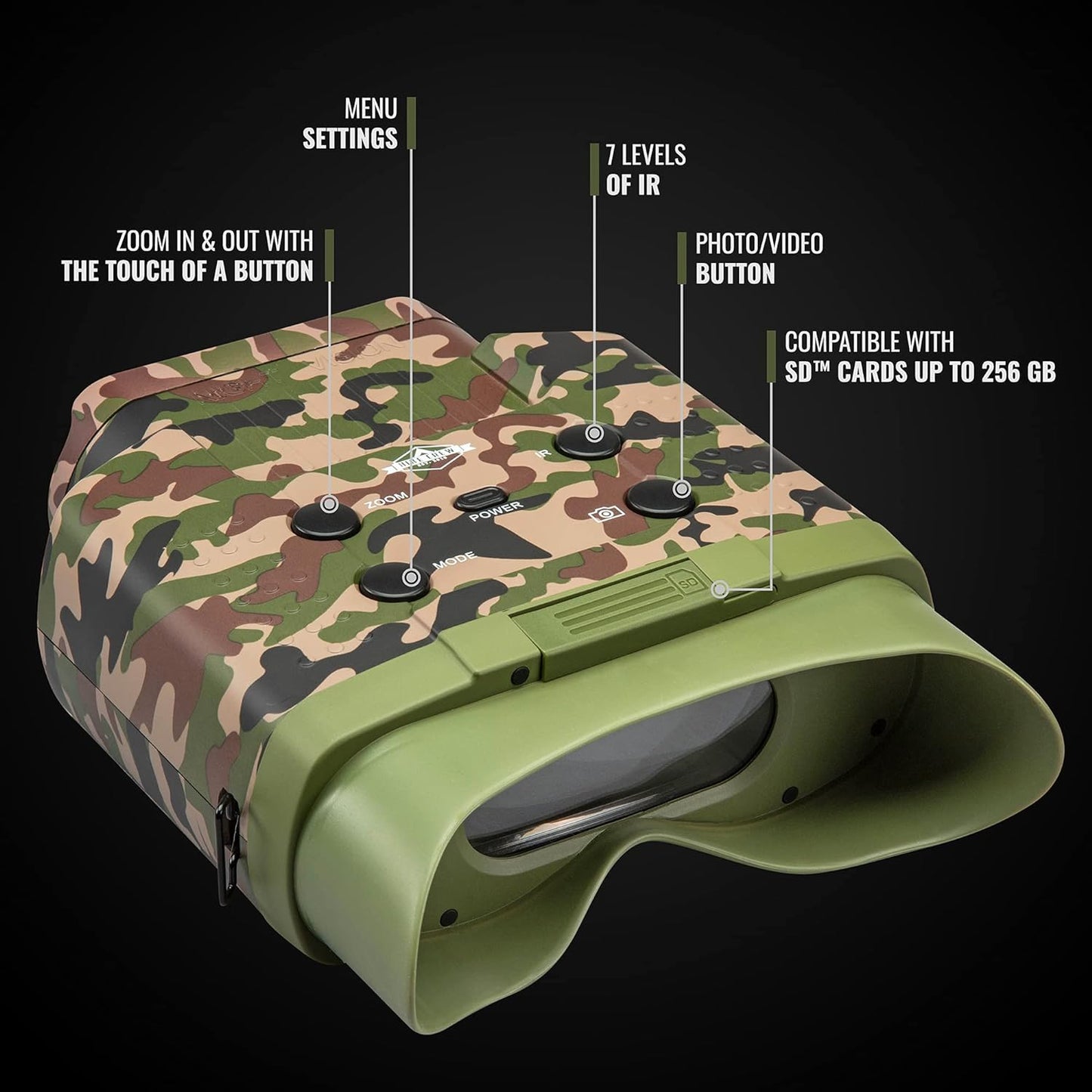 Camouflage Digital Night Vision Binoculars, Capture HD Photos & Videos, See Clear in 100% Total Darkness, Long Viewing Distance, Large Viewing LCD Screen, Infrared Goggles for Hunting