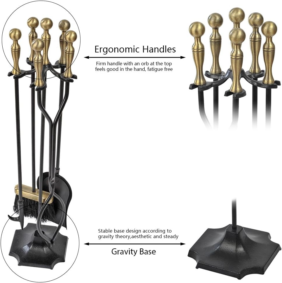 "π₯ Elevate Your Fireside Experience! π₯ Check out this stunning 5-Piece Fireplace Tool Set with Elegant Brass Handles! Perfect for indoor & outdoor fires, featuring rustic tongs, shovel, brush, and poker. Transform your hearth into a cozy retreat! π‘β¨