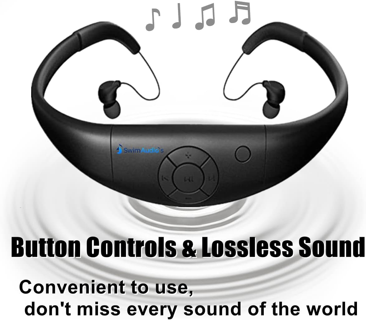 Waterproof MP3 Player for Swimming, IPX8 8GB Underwater Swim MP3, Running, Watersports, 20H Playing Time, Magnetic Charging Cable