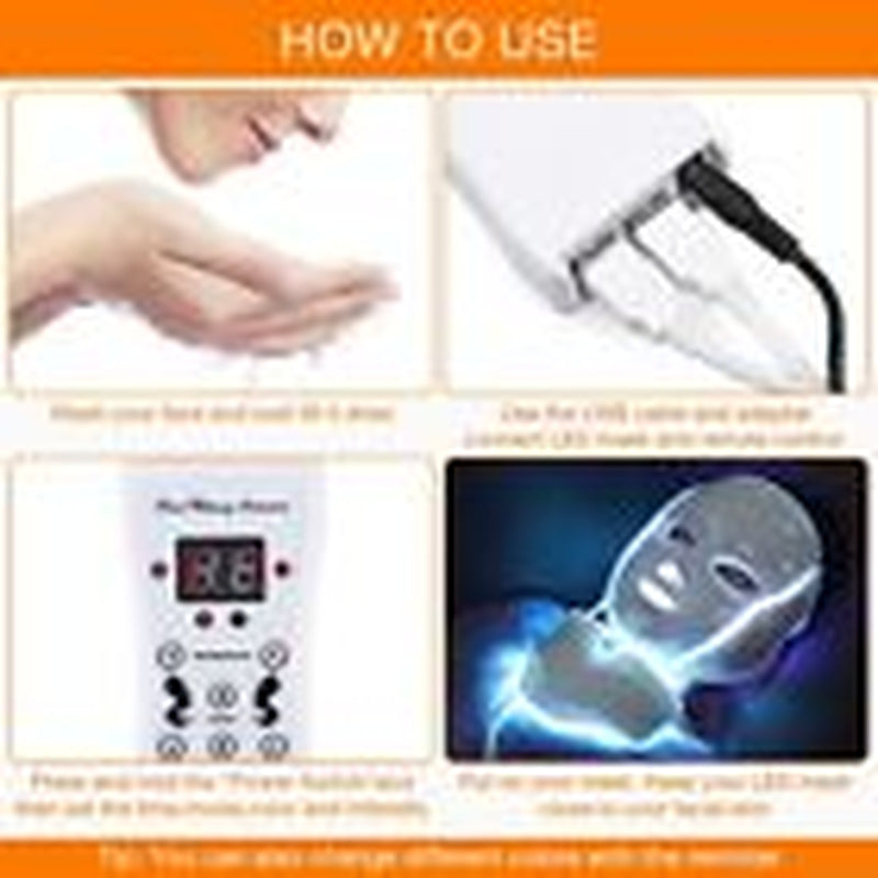 7 Colors LED Light Photon Face Neck Mask Rejuvenation Skin Wrinkles Therapy Mask