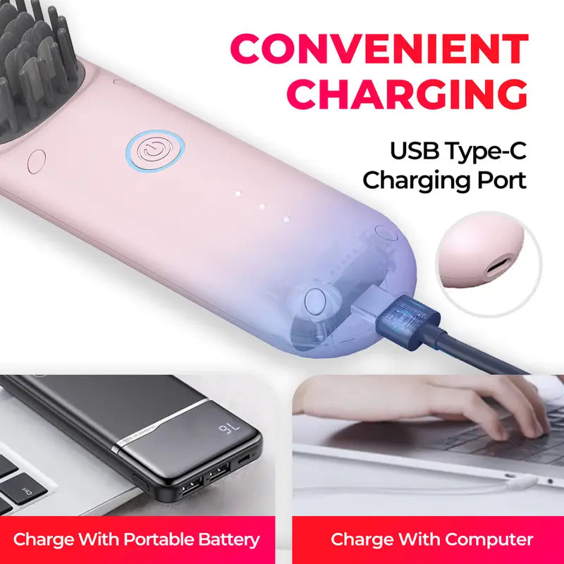 TYMO PORTA Cordless Hair Straightener Brush, Touch Ups On-The-Go Styling Hot Comb with Negative Ion, Lightweight & Mini Travel, USB Rechargeable