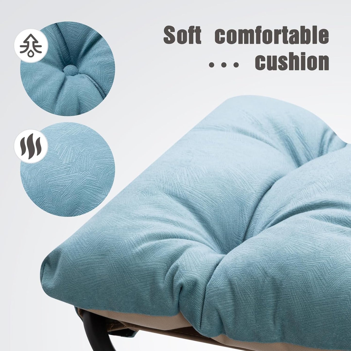 15"(H) Folding Footrest Stool, Upholstered Small Foldable Ottoman, Accent Padded Sofa Foot Stool for Lazy Chair, Metal Frame Portable Foot Rest Ottoman for Home, Living Room, Bedroom, Blue