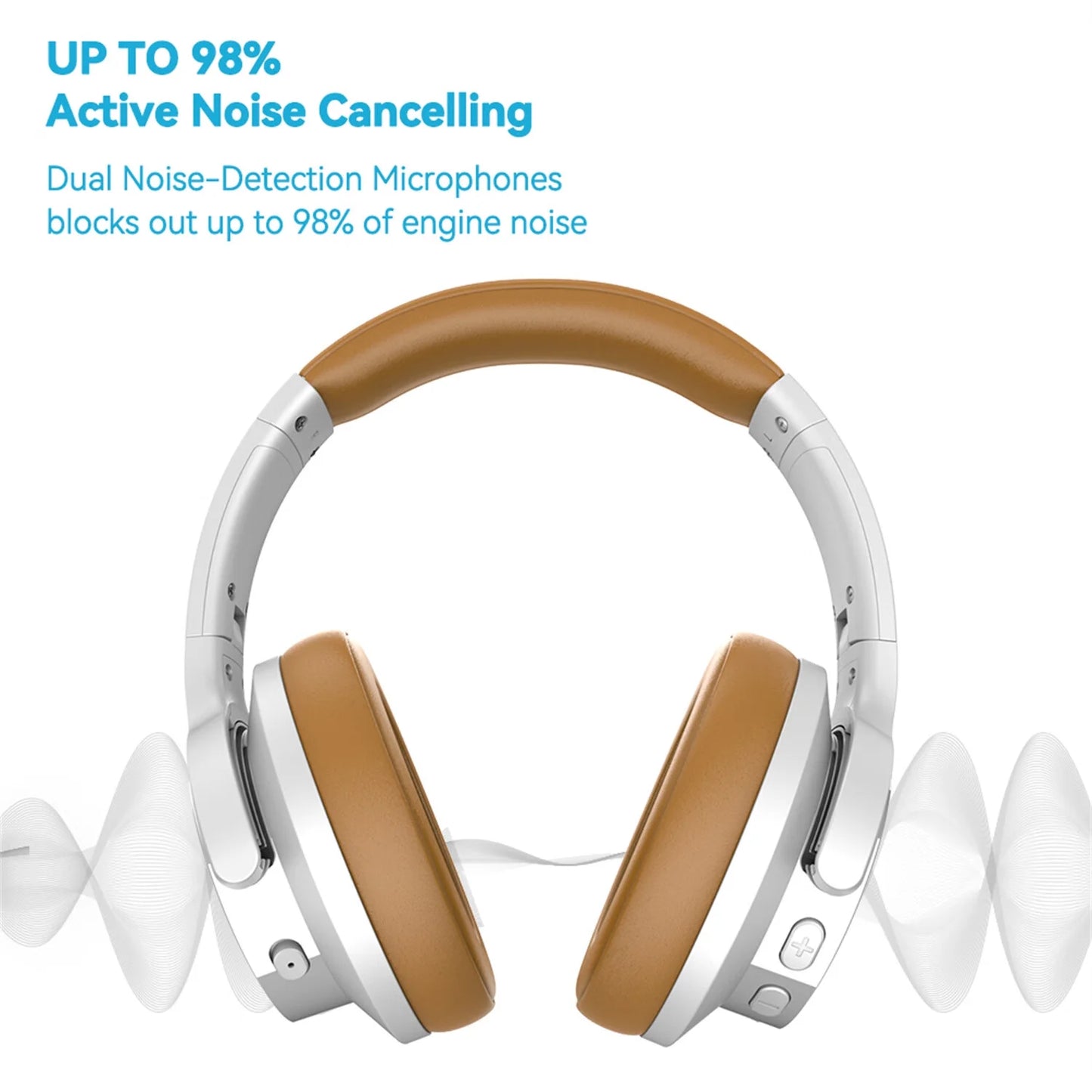 E9 Noise Cancelling Headphones,Wireless Bluetooth over Ear Headphones with Microphone,Aptx HD - Silver