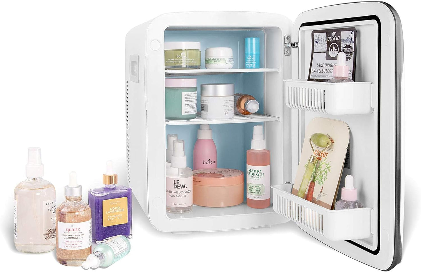 15L Mini Fridge for Bedroom - Car, Office Desk & College Dorm Room - 12V Portable Cooler & Warmer for Food, Drinks, Skincare, Beauty, Makeup & Cosmetics - AC/DC Small Refrigerator (White)