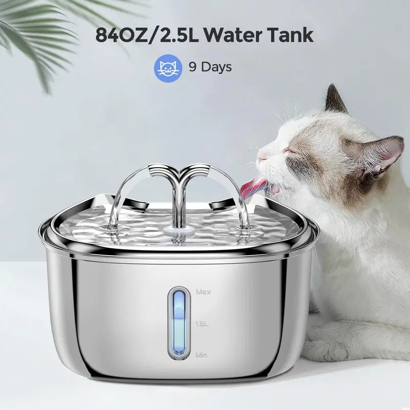 Stainless Steel Dual Outlet Pet Water Fountain, Cat Fountain, Pet Water Dispenser, Large Capacity Pet Drinking Bowl for Cats and Dogs, Pet Drinking Water Machine, Summer Essentials for Kitten