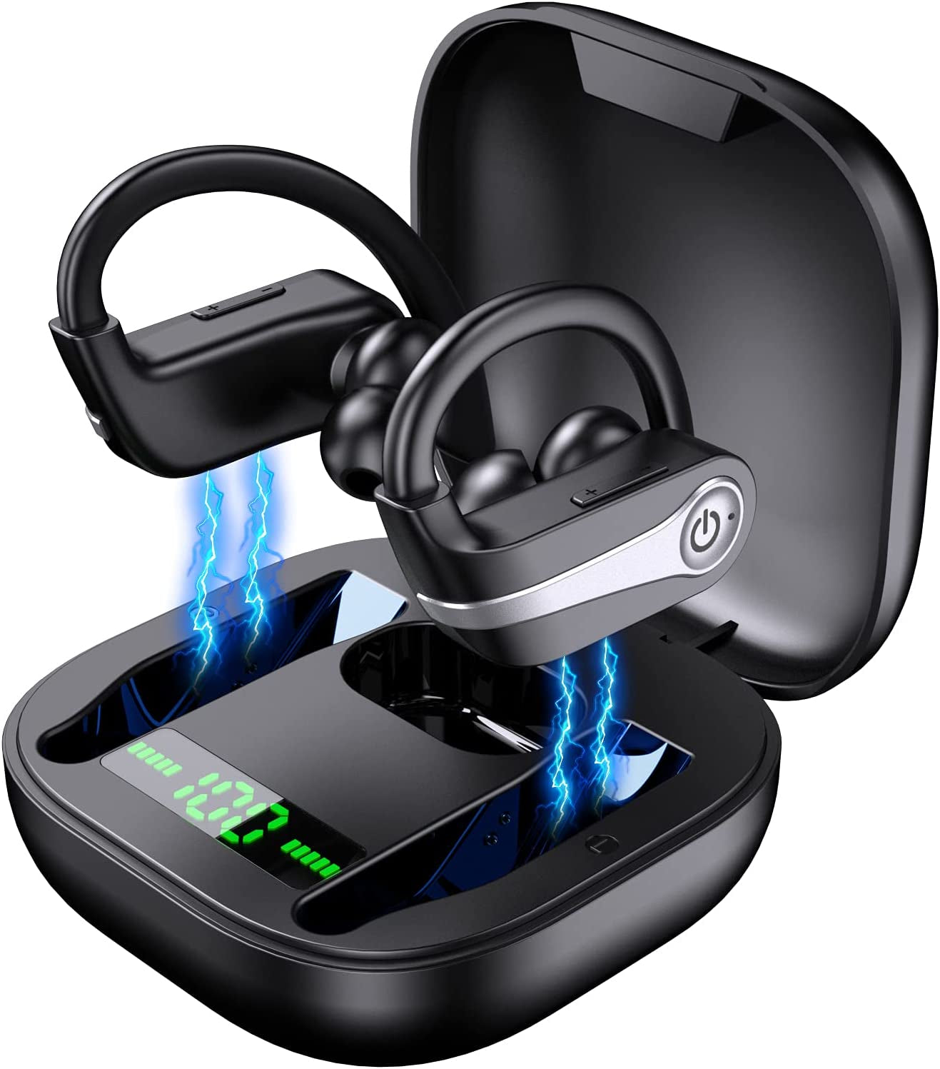 Wireless Earbuds, Bluetooth 5.1 Headphones Sport Wireless Earphones in Ear Noise Cancelling Earbuds with Mic Deep Bass Sport Earhooks IP7 Waterproof 40H Playtime Headset for Running Sport Gym-New Ver.