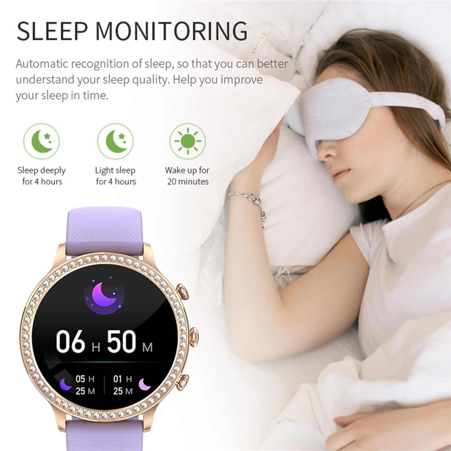 Women Purple Smart Watches for Android Iphone Bluetooth Call Custom Dials Stainless Strip