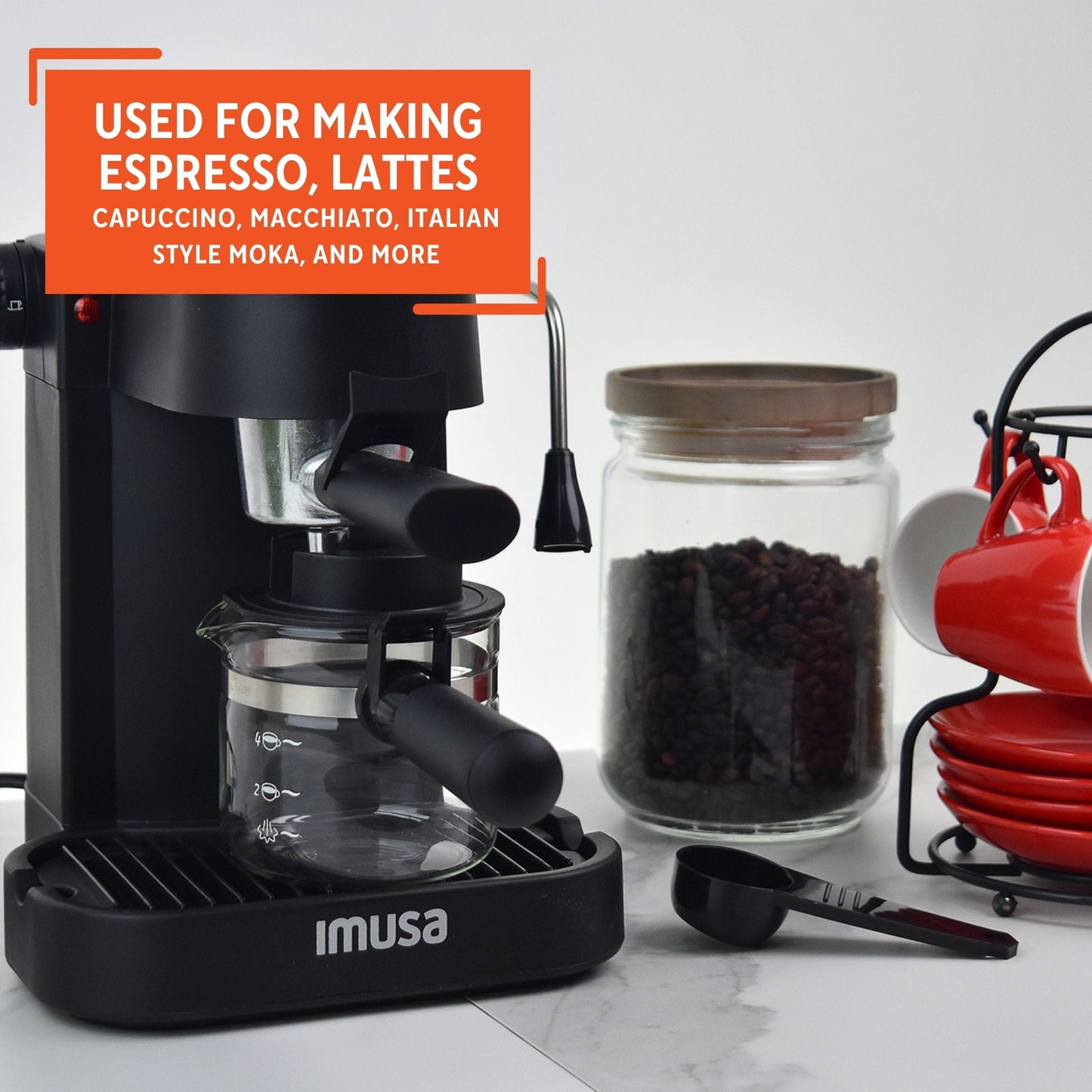 4 Cup Capacity Electric Espresso/Cappuccino Maker 800 Watts - Black, New
