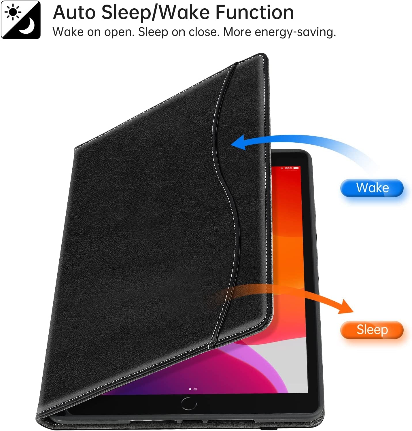"Stylish & Functional: Leather Folio Case for iPad 9th/8th/7th Gen! π±β¨ Multiple Viewing Angles, Pencil Holder & Auto Sleep/Wake Feature! ποΈπ‘οΈ #iPadCase #TechStyle"