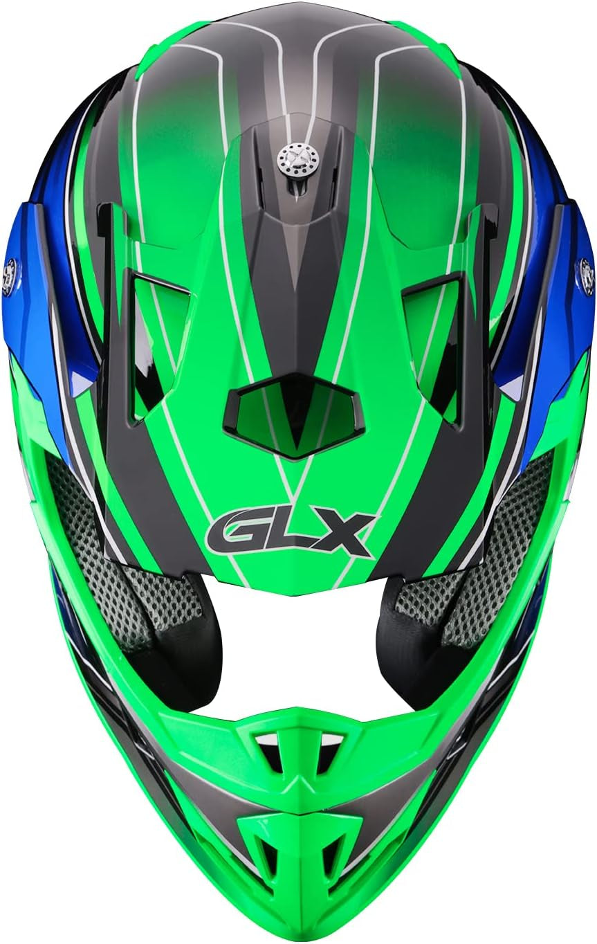 GX23 Dirt Bike Off-Road Motocross ATV Motorcycle Full Face Helmet for Men Women, DOT Approved (Sear Green, Large)