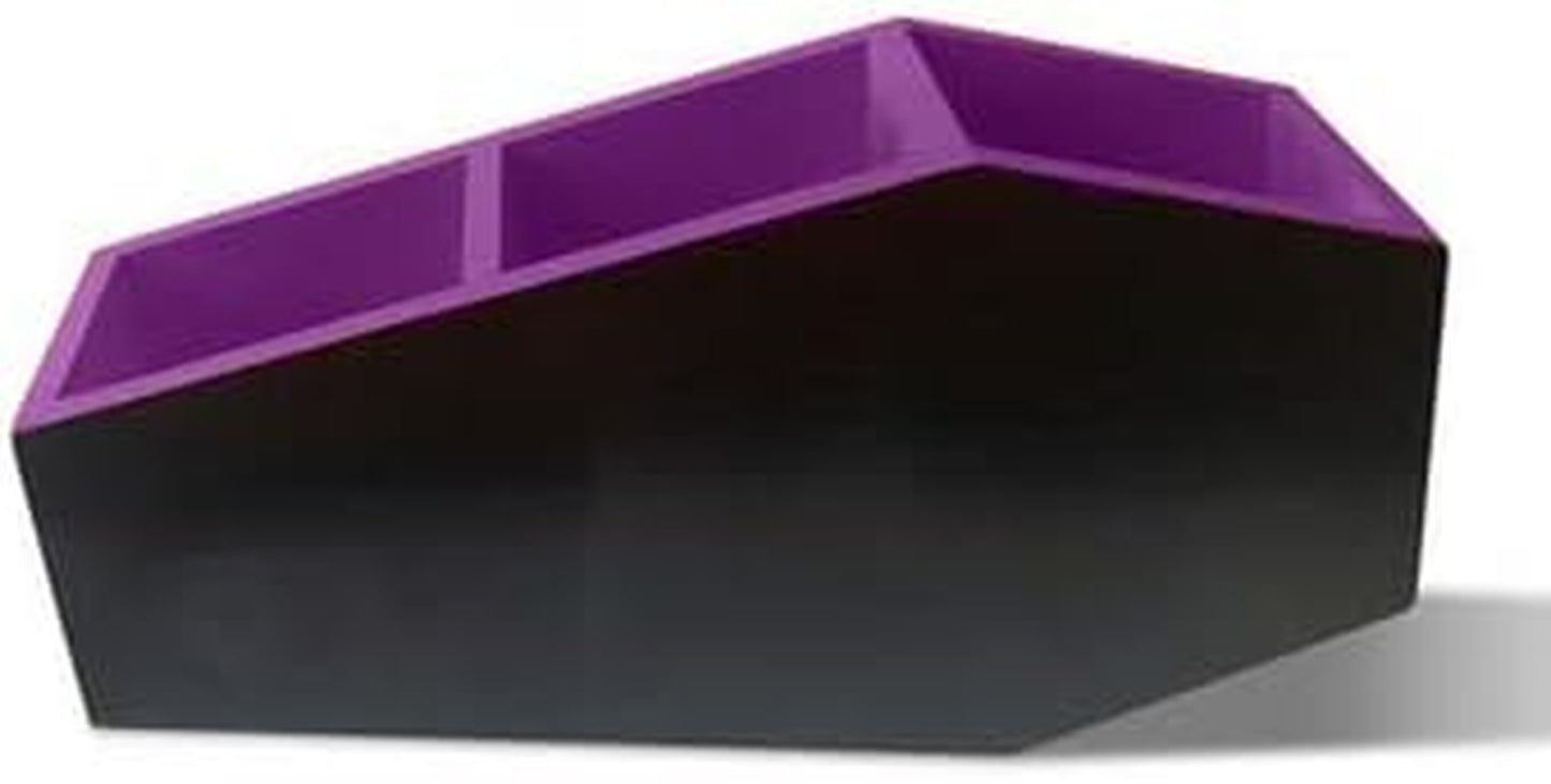 Purple Coffin Makeup Brush Holder |3-Compartment Vanity Organizer and Desk Storage for Lipstick & Eyeshadow Pen| Skincare Cosmetic Display Cases for Bathroom