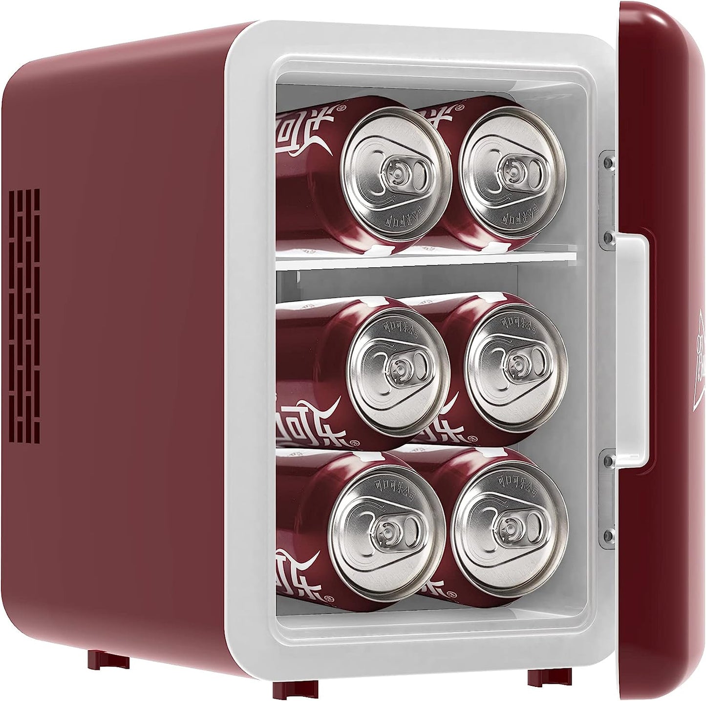 MIS135DRP DR. Pepper Mini Portable Compact Personal Fridge Cooler, 4 Liter Capacity, 6 Cans, Makeup, Skincare, Freon-Free & Eco Friendly, Maroon