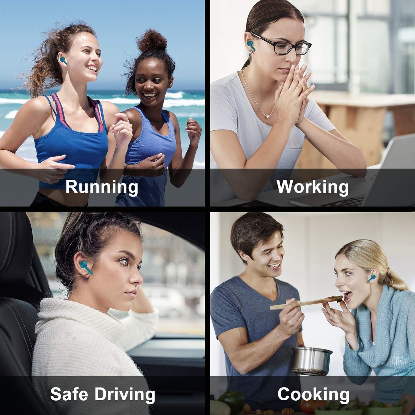 Wireless Earbuds, Bluetooth 5.2 ENC Noise Cancelling Deep Bass In-Ear Stereo Earphones, IPX6 Waterproof Headphones with Mic, USB-C Charging Case, Touch Control Ear Buds Headset for Iphone Android Ios