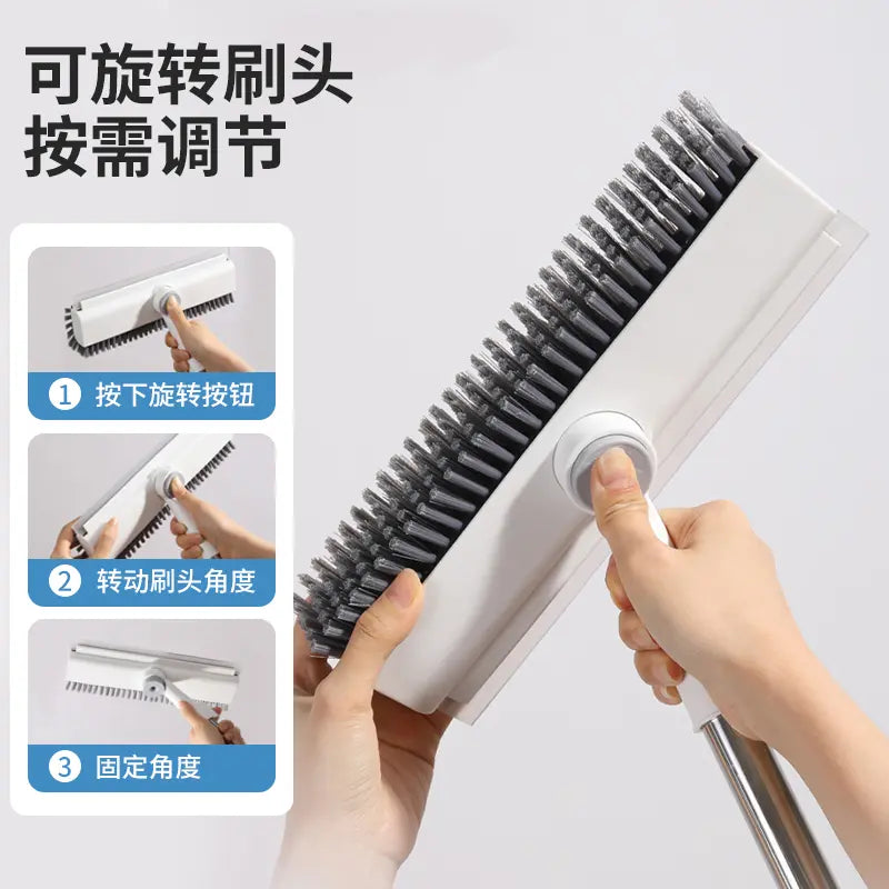 Floor Scrub Brush with Long Handle, Cleaning Brush,3 in 1 Scrape and Heavy-Duty Stiff Bristle Scrubber Brush for Cleaning Shower Bathroom, Patio, Garage, Kitchen, Wall and Deck,Mother'S Day Gift