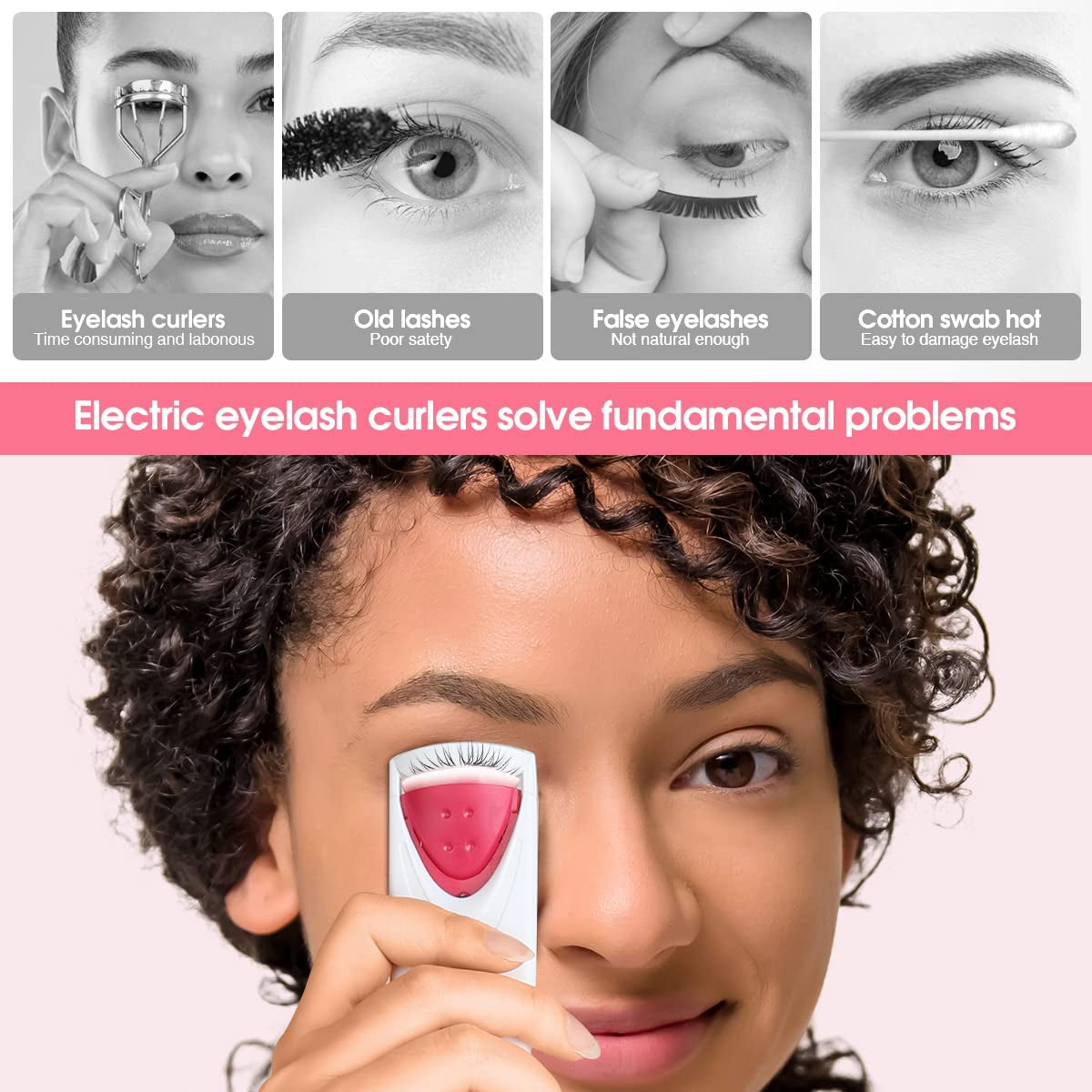 Professional Heated Eyelash Curler with Silicone Refill Pad Curling Tool for Women Long Lasting Eyelashes TB-2003B