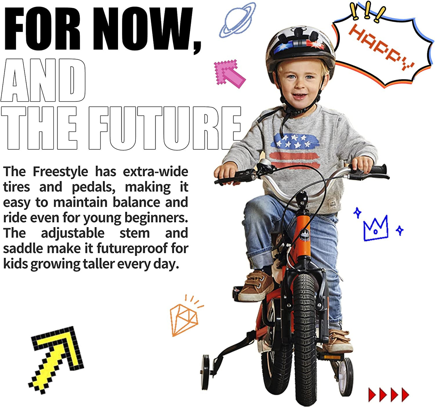 Freestyle Kids Bike 12 14 16 18 Inch Sport Bicycle for Boys Girls Ages 3-10 Years, Multiple Color Options