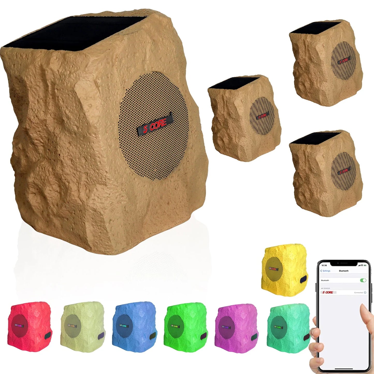 5Core Outdoor Speakers Bluetooth Waterproof Wireless Linkable TWS 10W Pool Patio Garden Rock Subwoofer