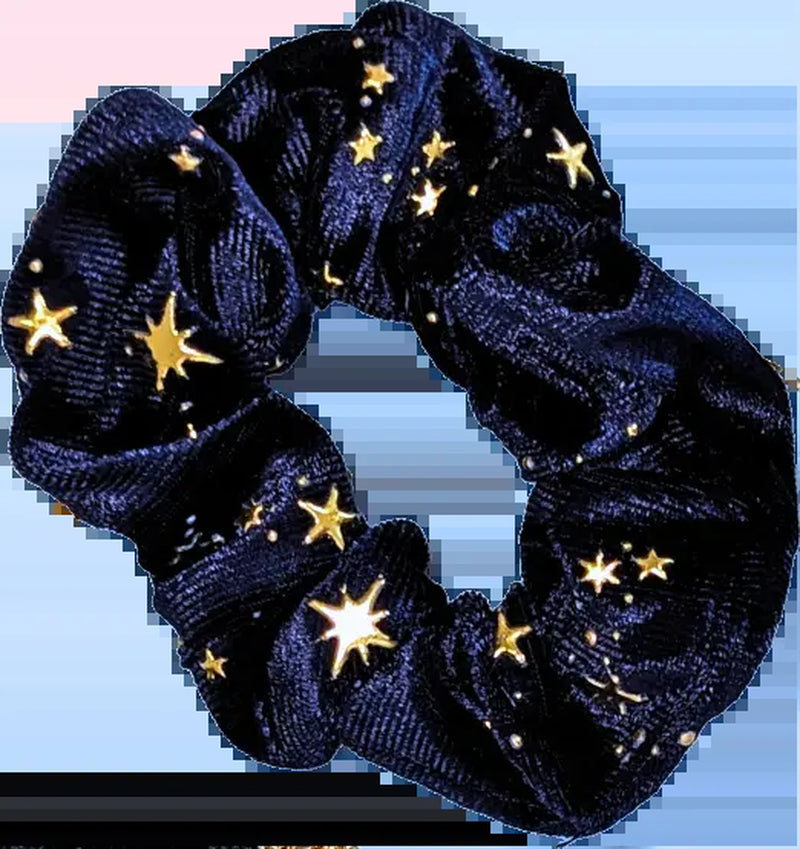 Velvet Hair Scrunchie with Sparkly Stars - Available in 3 Colors