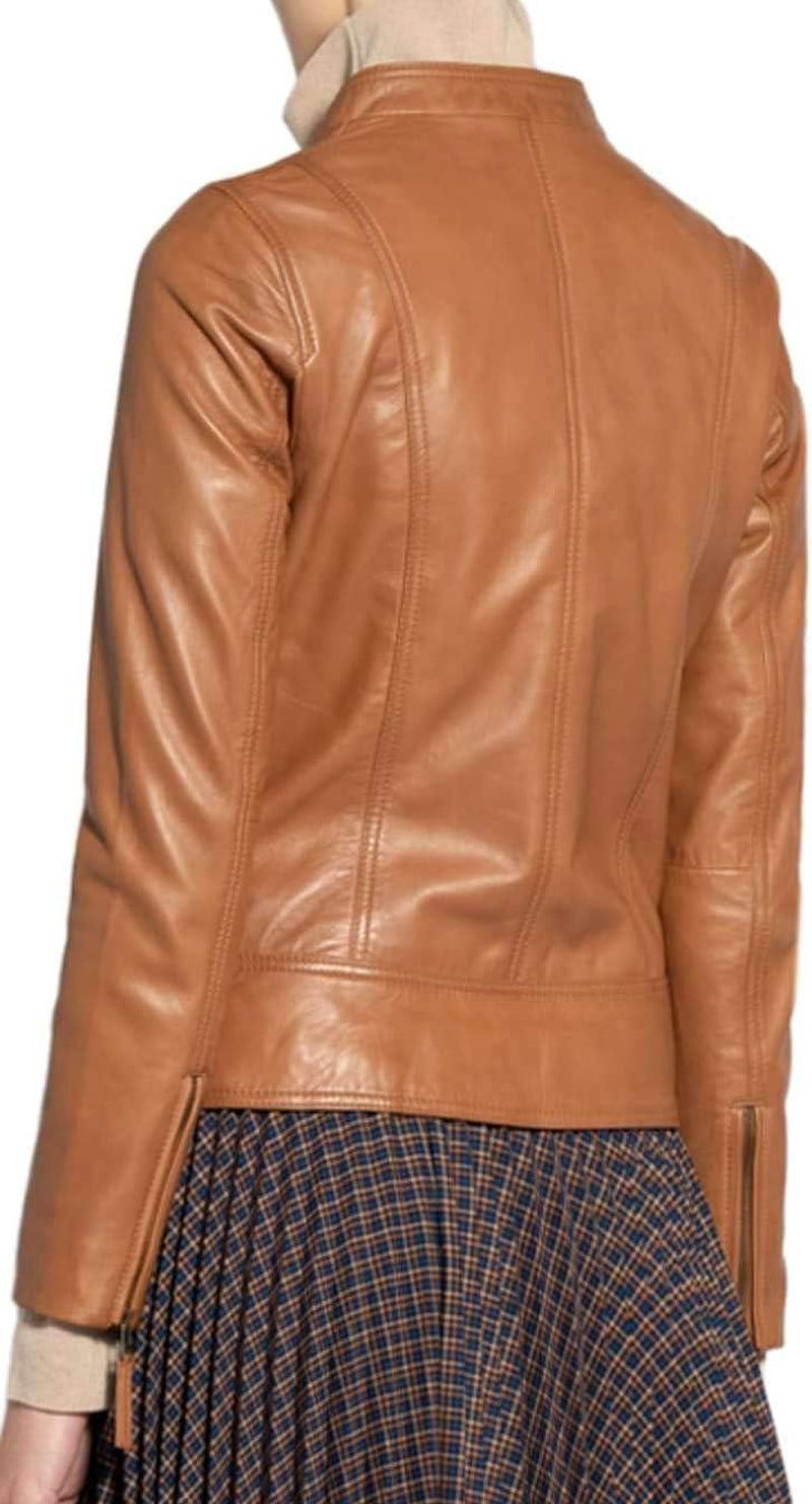Womens Leather Jacket Bomber Motorcycle Biker Real Lambskin Leather Jacket for Womens