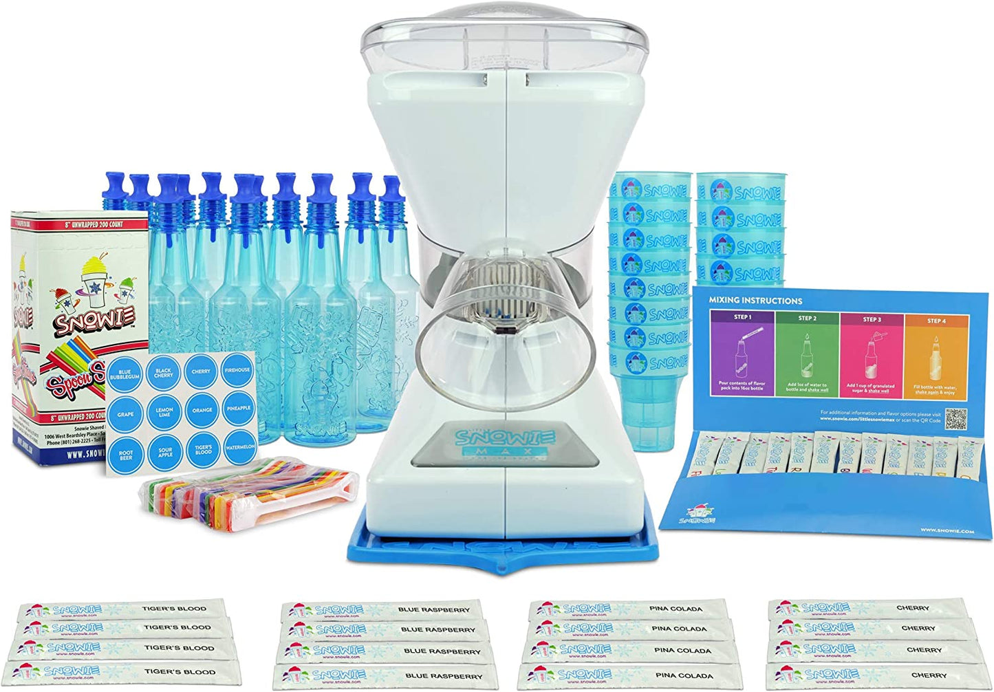 Treat to the max with the Little Max Snow Cone Machine- Summer fun year round! -Premium Shaved Ice Maker, with Powder Sticks Syrup Mix, Entrepreneur Kit