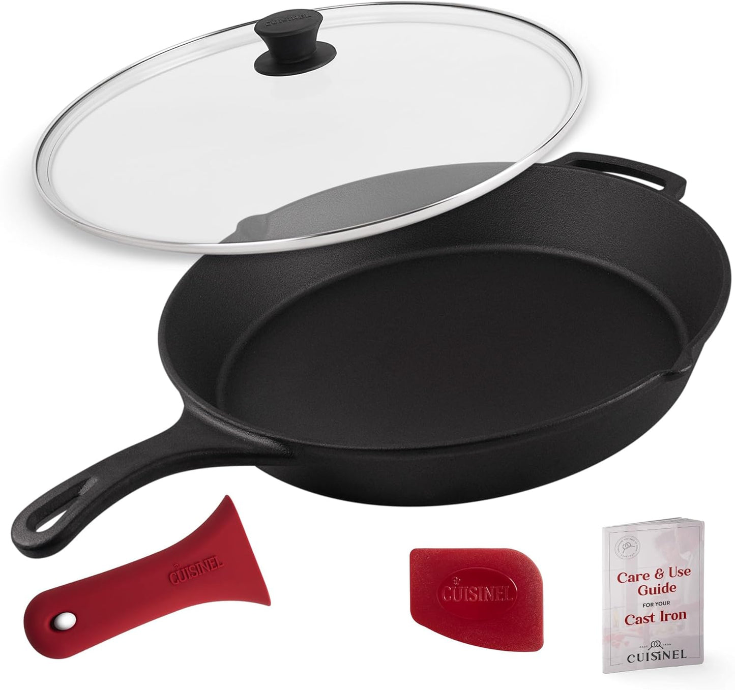 "Ultimate Cast Iron Skillets Set - Pre-Seasoned 12", 10", & 8" Frying Pans with Silicone Grip Covers - Versatile Cookware for Indoor/Outdoor Cooking, BBQ, Oven, and More!"