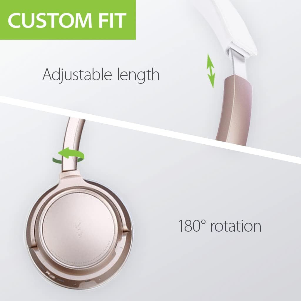 AH6B - Bluetooth 5.0 Wireless on Ear Headphones, Premium Sound, 22 Hrs Playtime, Soft Padding, Lightweight, Universal Compatible with Cell Phone, Tablet, PC, and Laptop, Champaign Gold