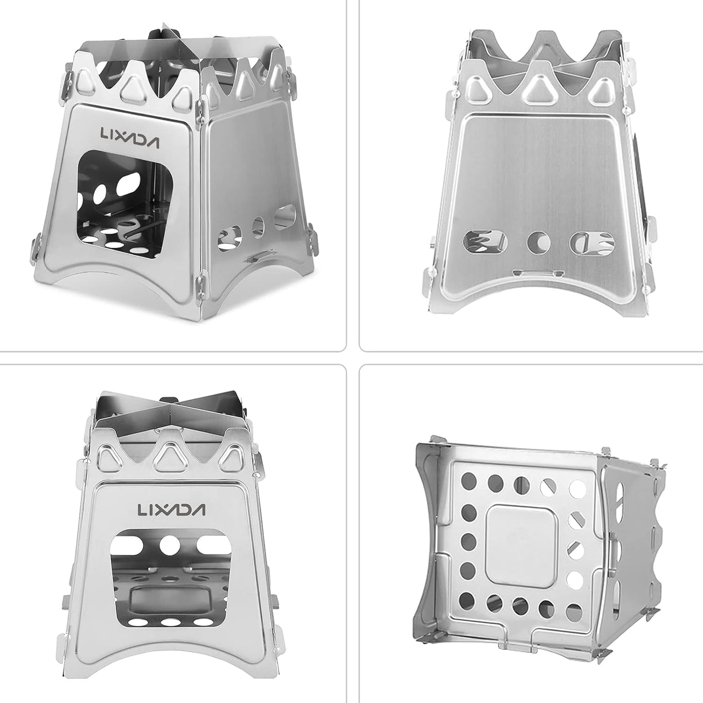 Camping Stove Titanium Wood Burning Stoves Portable Backpacking Stove with Min Titanium Alcohol Stove with Collapsible Bellow for Outdoor Camping Hiking Backpacking Picnic BBQ