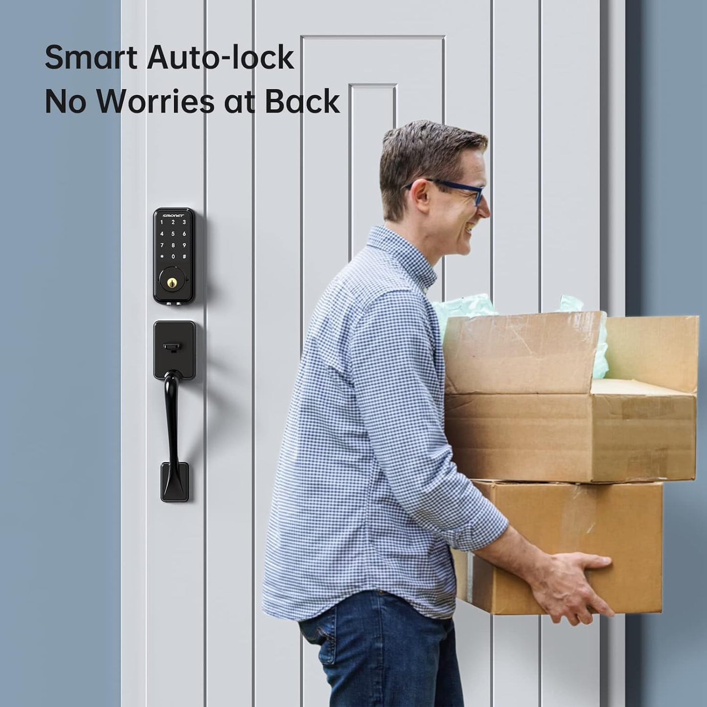 Smart Door Lock, Wifi Smart Locks Keyless Entry Door Lock Digital Electronic Keypad Deadbolt Bluetooth Touchscreen Auto Lock with Gateway Hub Work with Alexa for Home Security